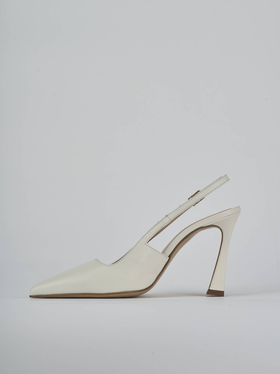 Décolleté e slingback tacco 9cm pelle bianco
