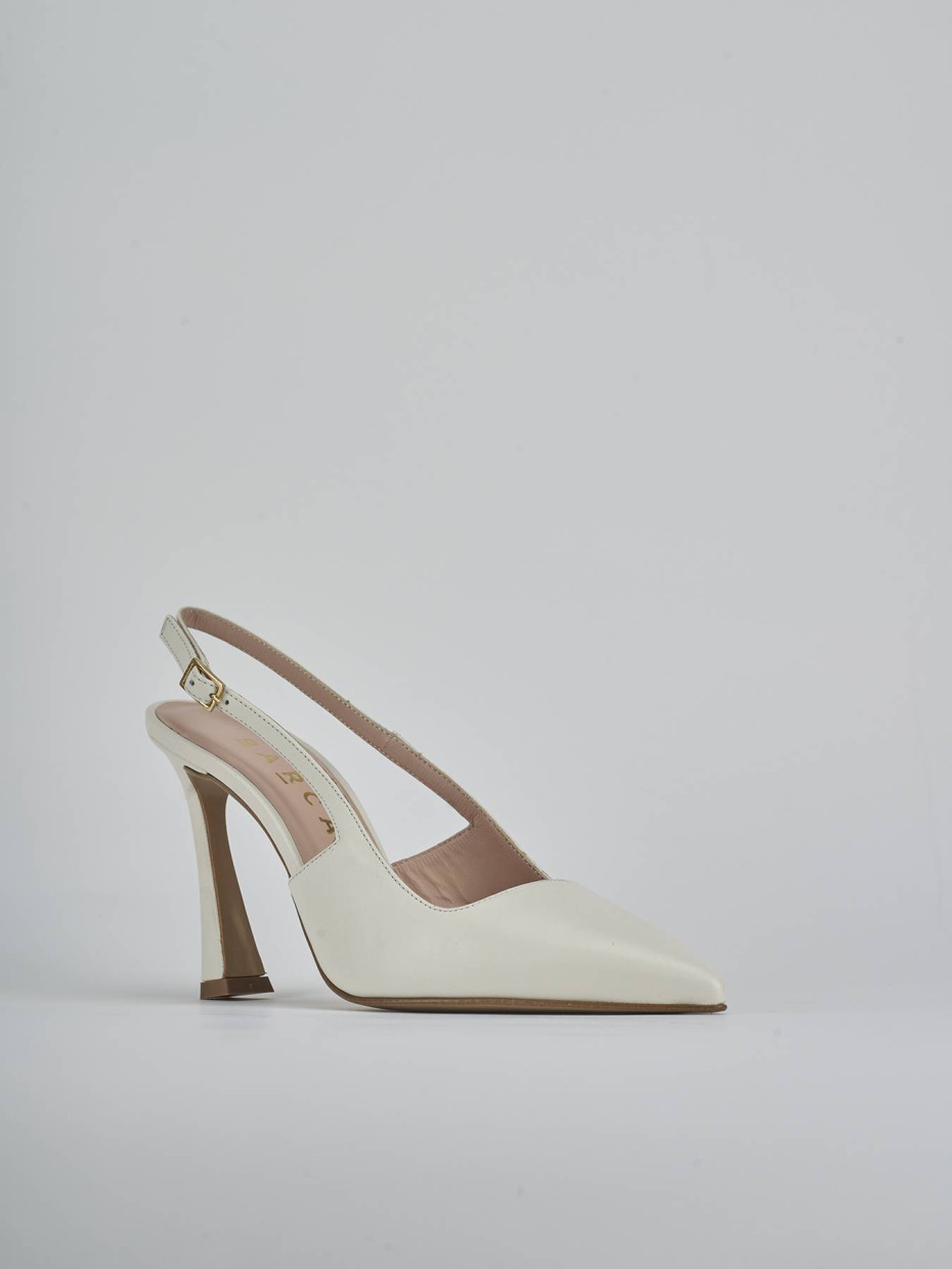 Décolleté e slingback tacco 9cm pelle bianco