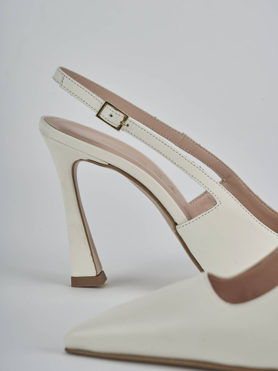 Décolleté e slingback tacco 9cm pelle bianco