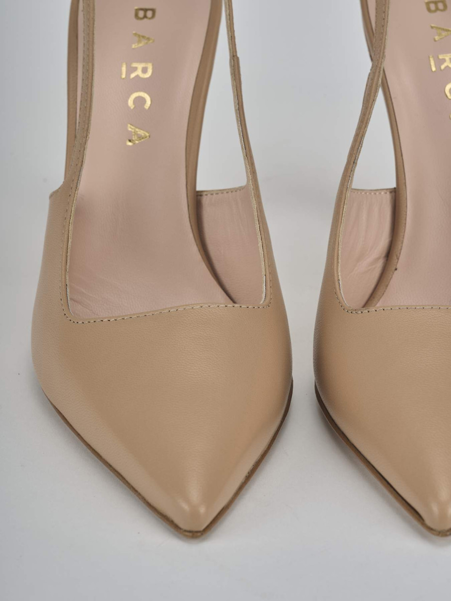 Décolleté e slingback tacco 9cm pelle marrone