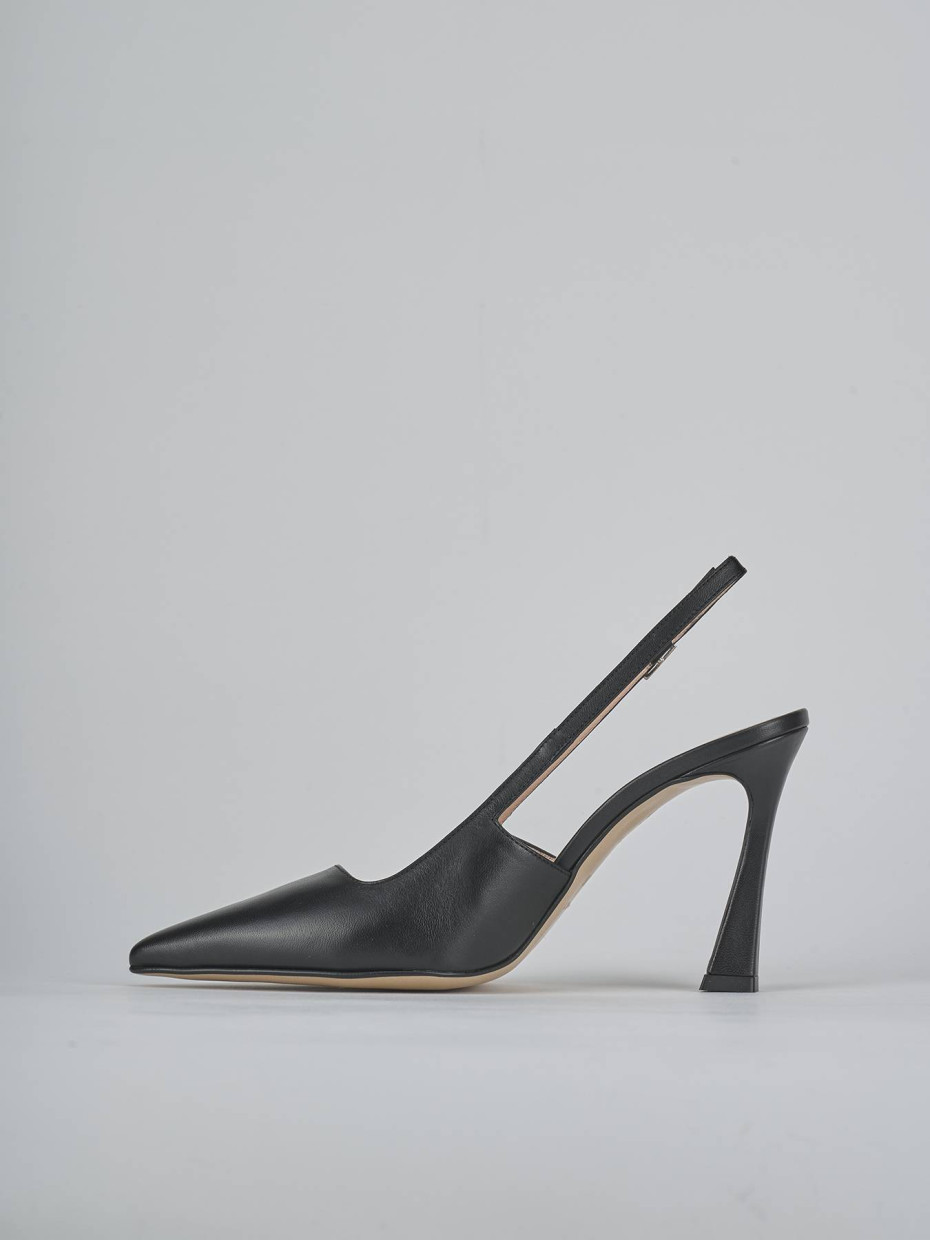 Décolleté e slingback tacco 9cm pelle nero