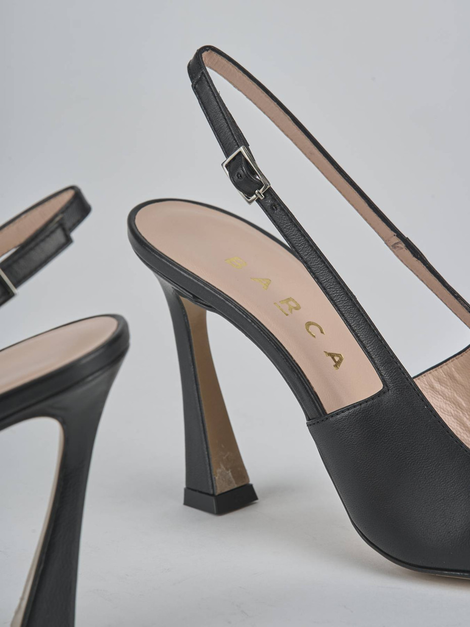 Décolleté e slingback tacco 9cm pelle nero