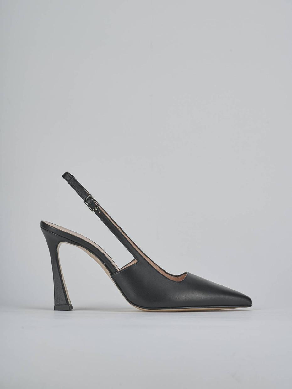 Décolleté e slingback tacco 9cm pelle nero