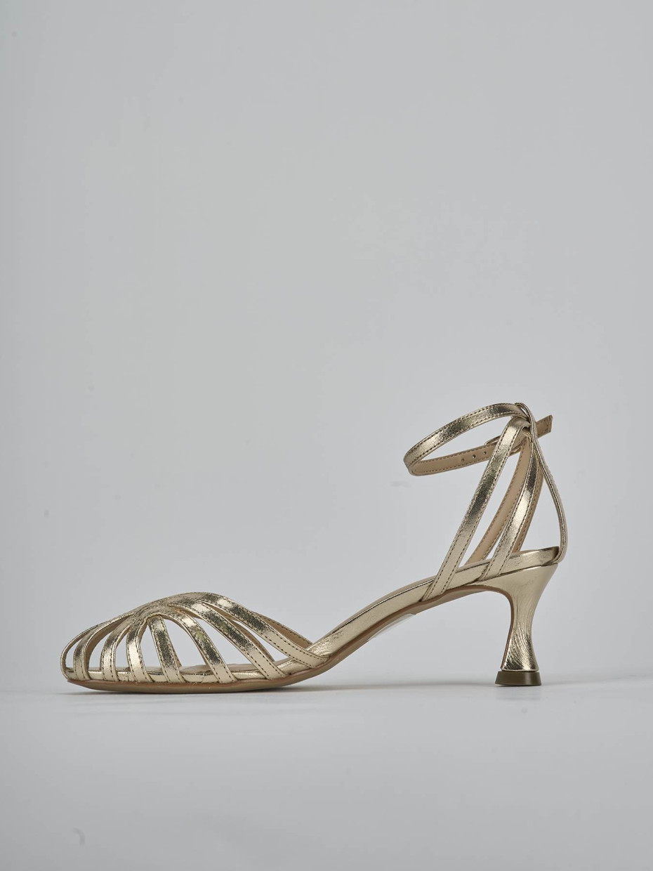 Sandali tacco 5cm laminato oro