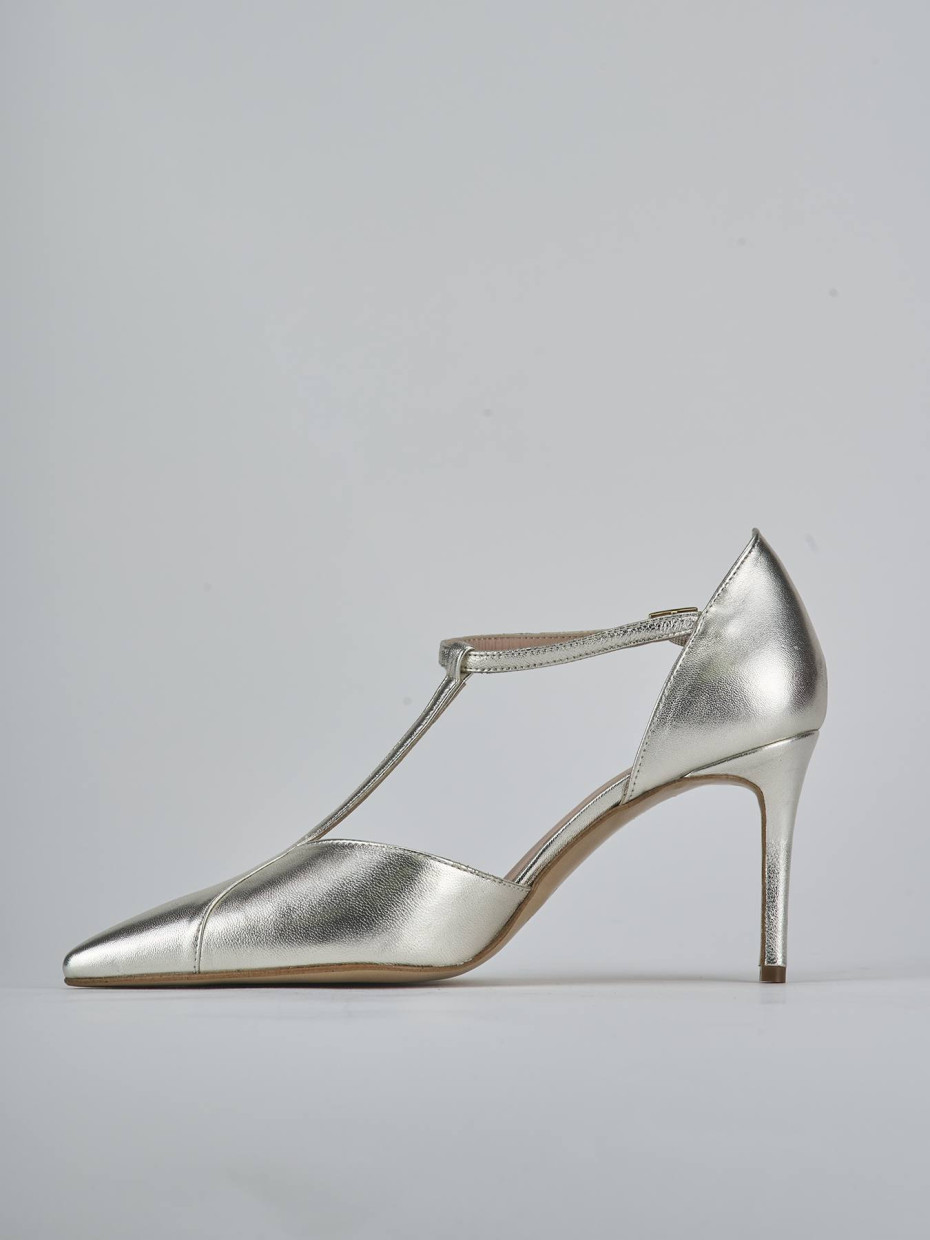 Décolleté e slingback tacco 7cm pelle oro