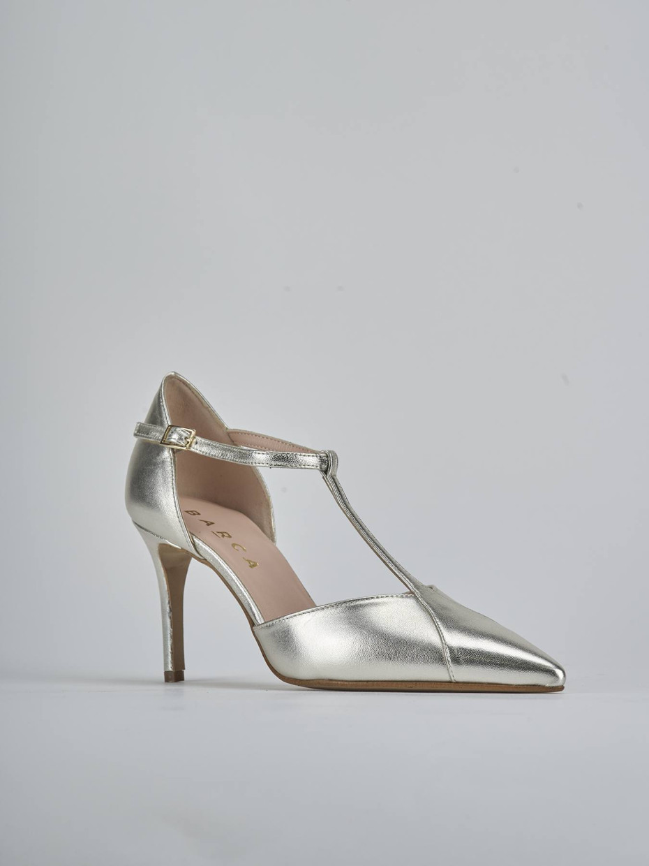 Décolleté e slingback tacco 7cm pelle oro