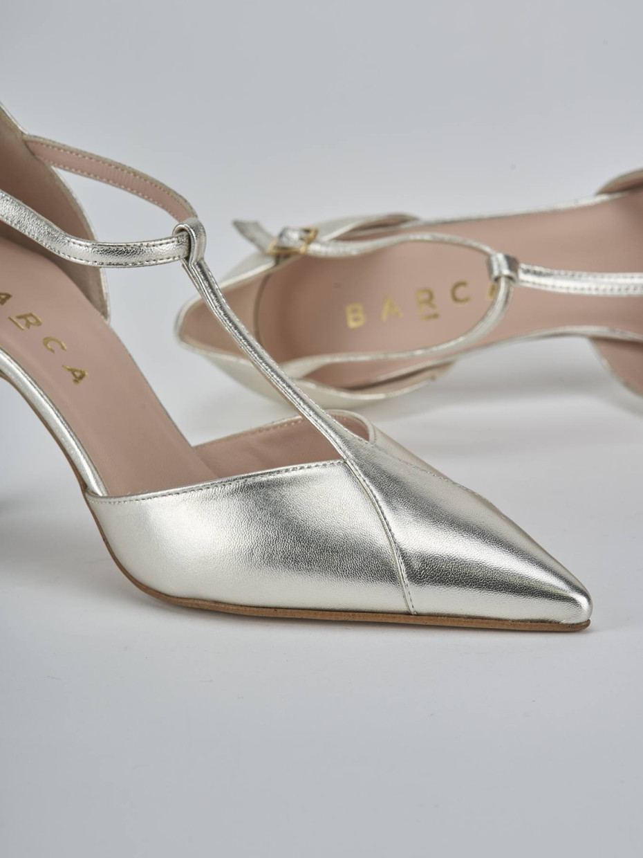 Décolleté e slingback tacco 7cm pelle oro