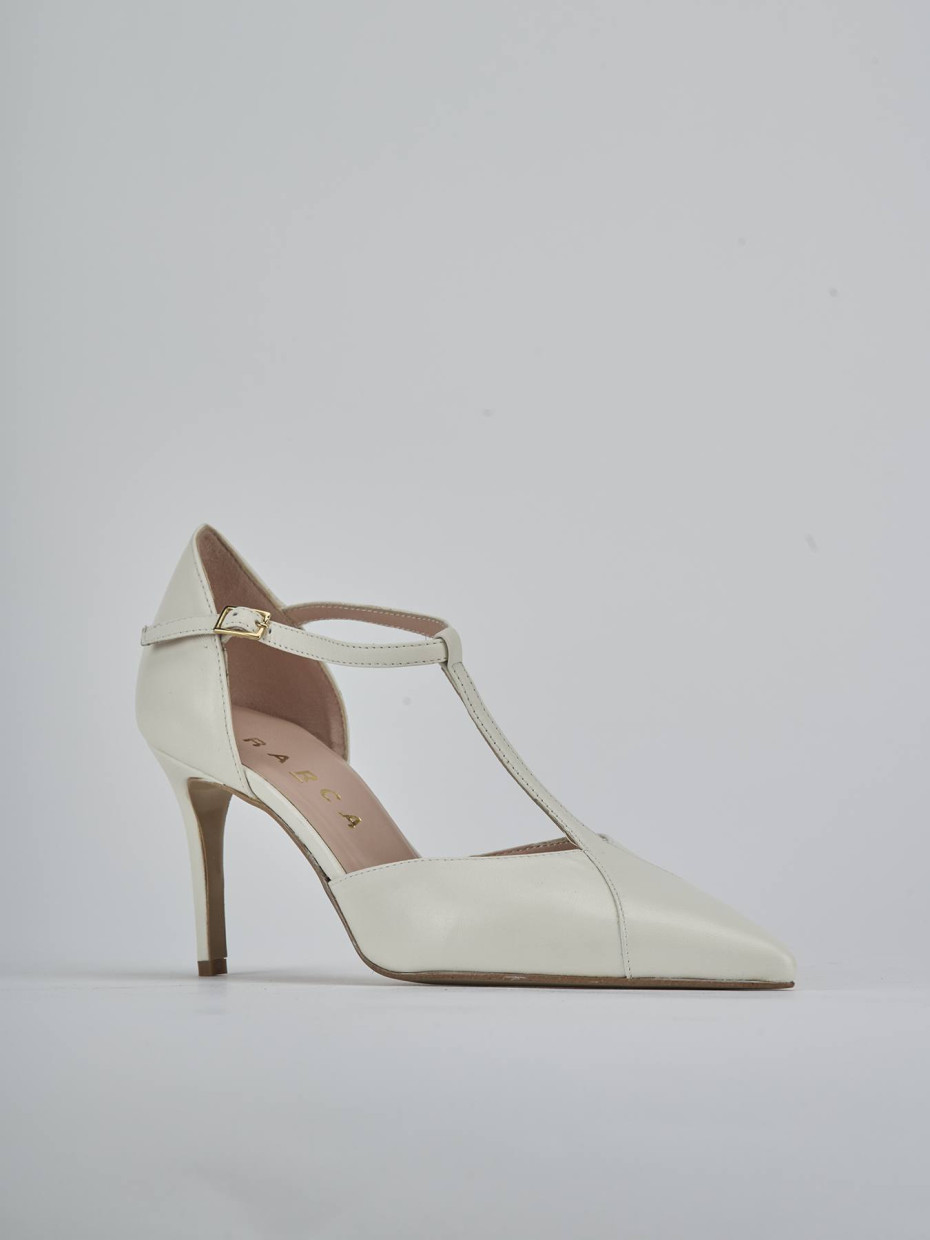 Décolleté e slingback tacco 7cm pelle bianco