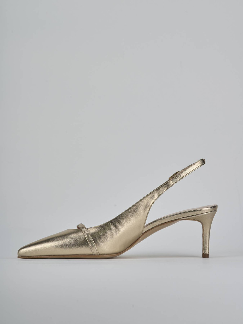 Décolleté e slingback tacco 7cm pelle oro