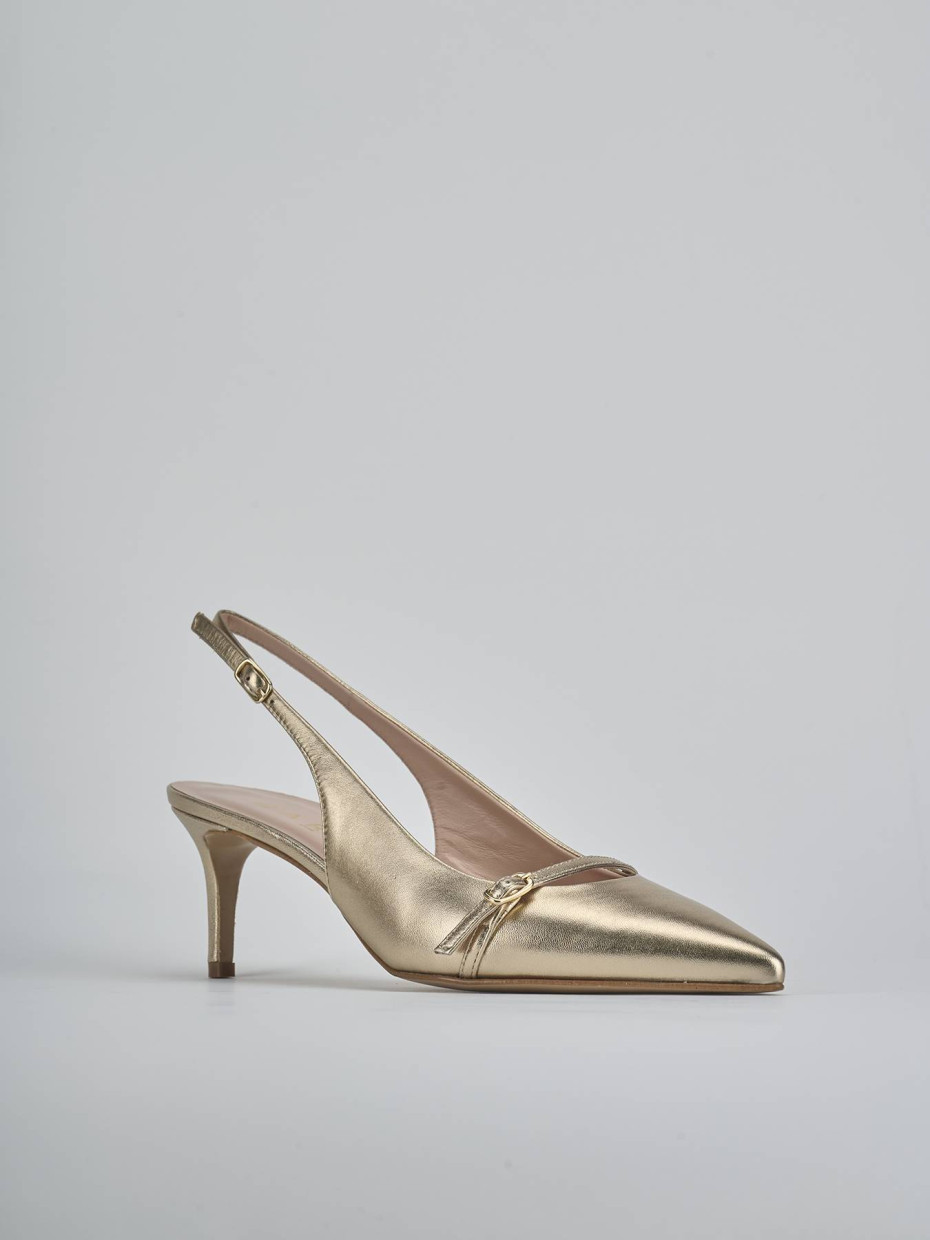 Décolleté e slingback tacco 7cm pelle oro