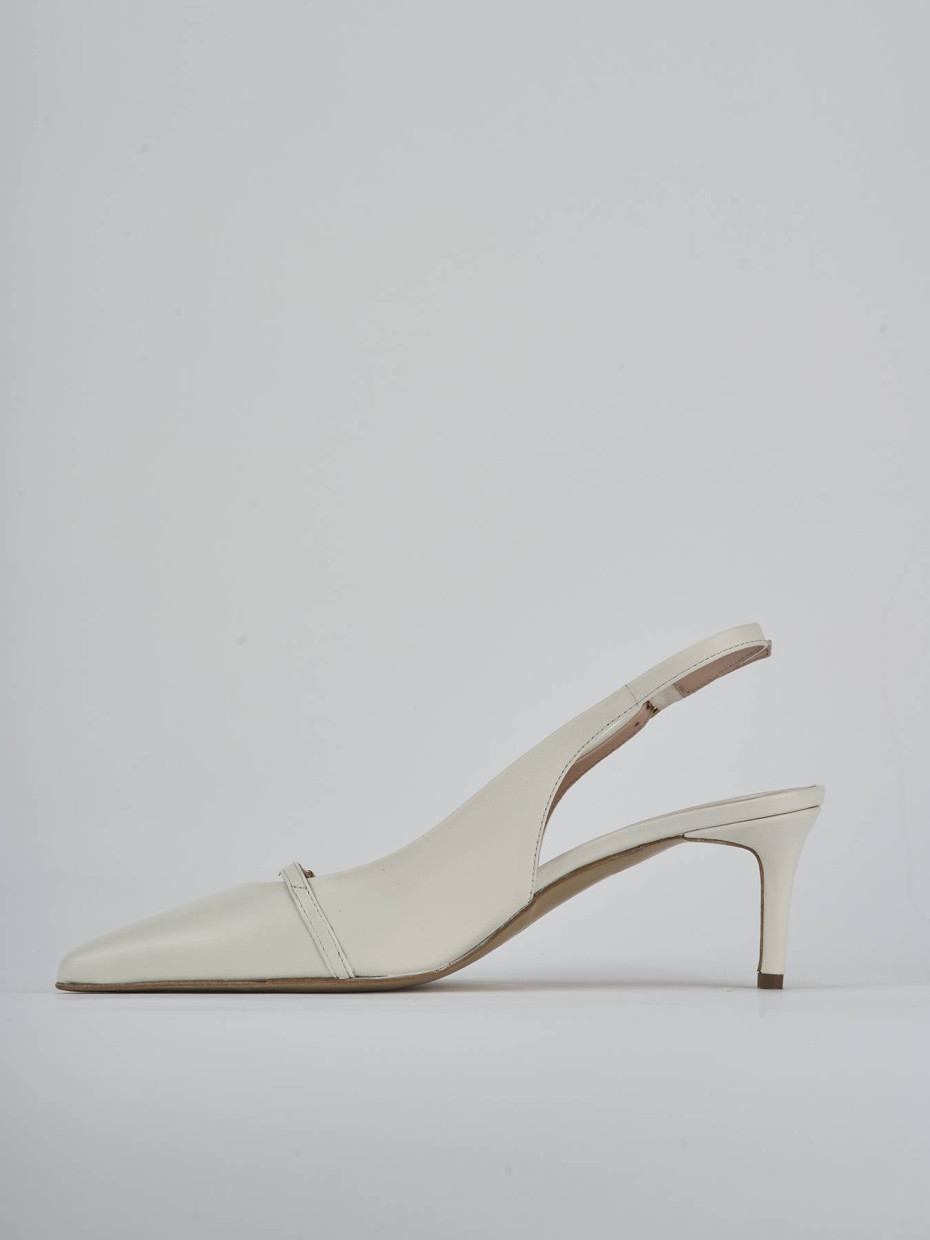 Décolleté e slingback tacco 7cm pelle bianco