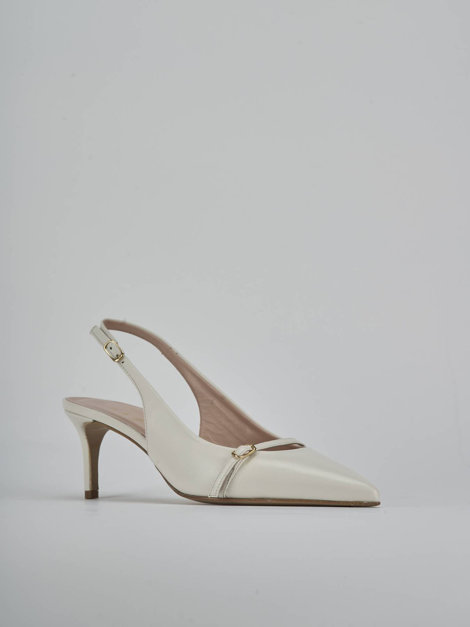 Décolleté e slingback tacco 7cm pelle bianco