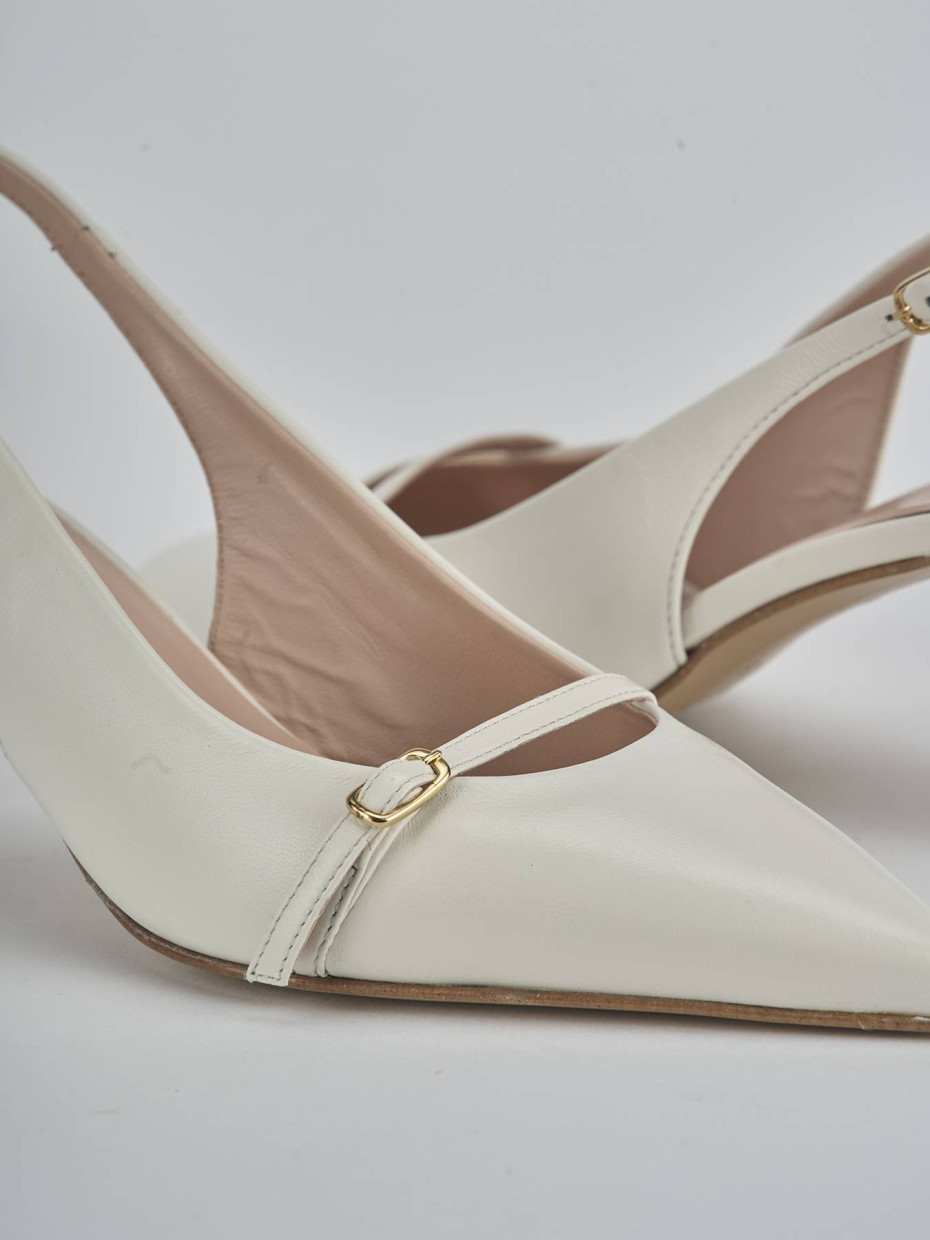 Décolleté e slingback tacco 7cm pelle bianco