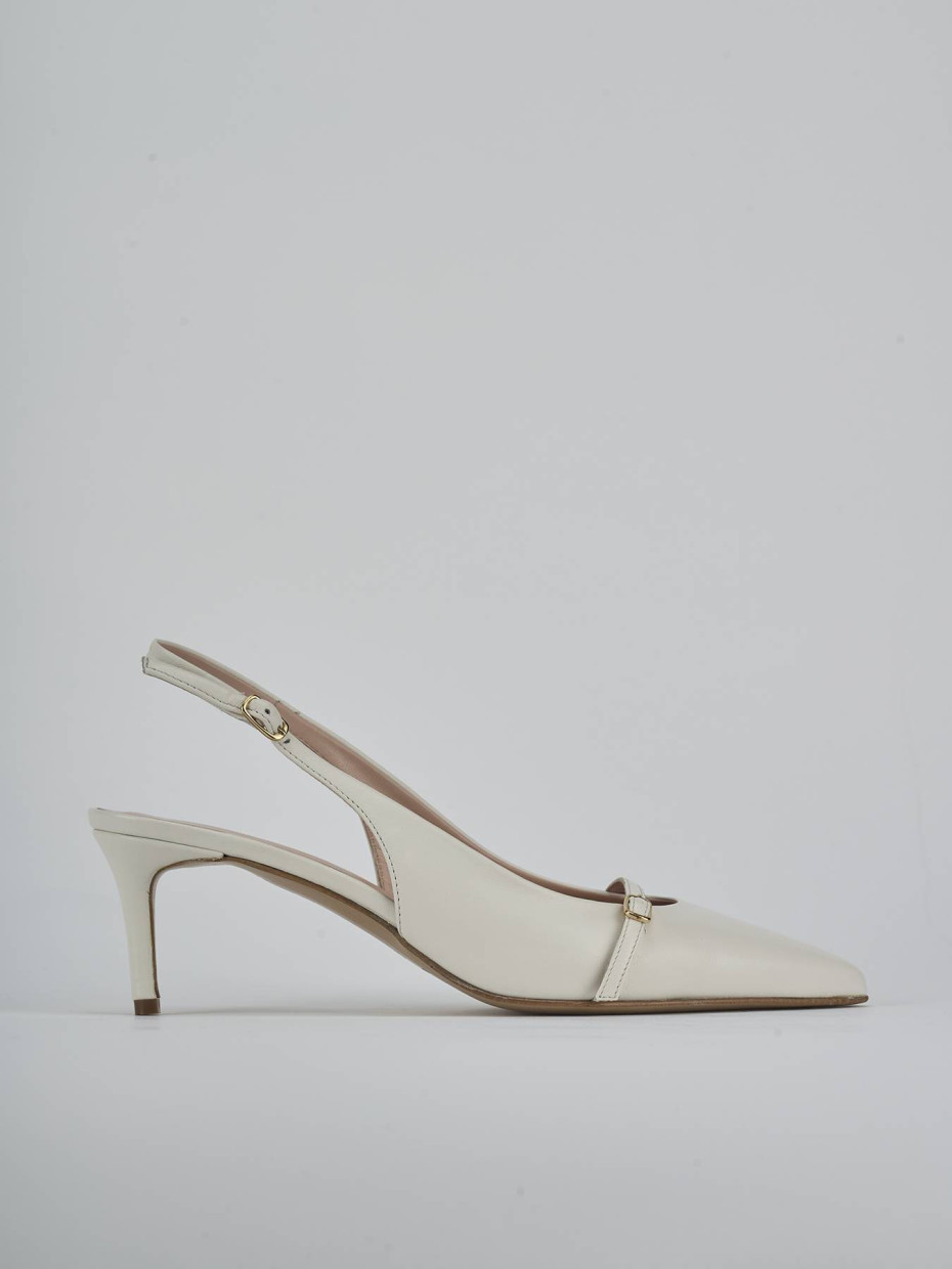 Décolleté e slingback tacco 7cm pelle bianco