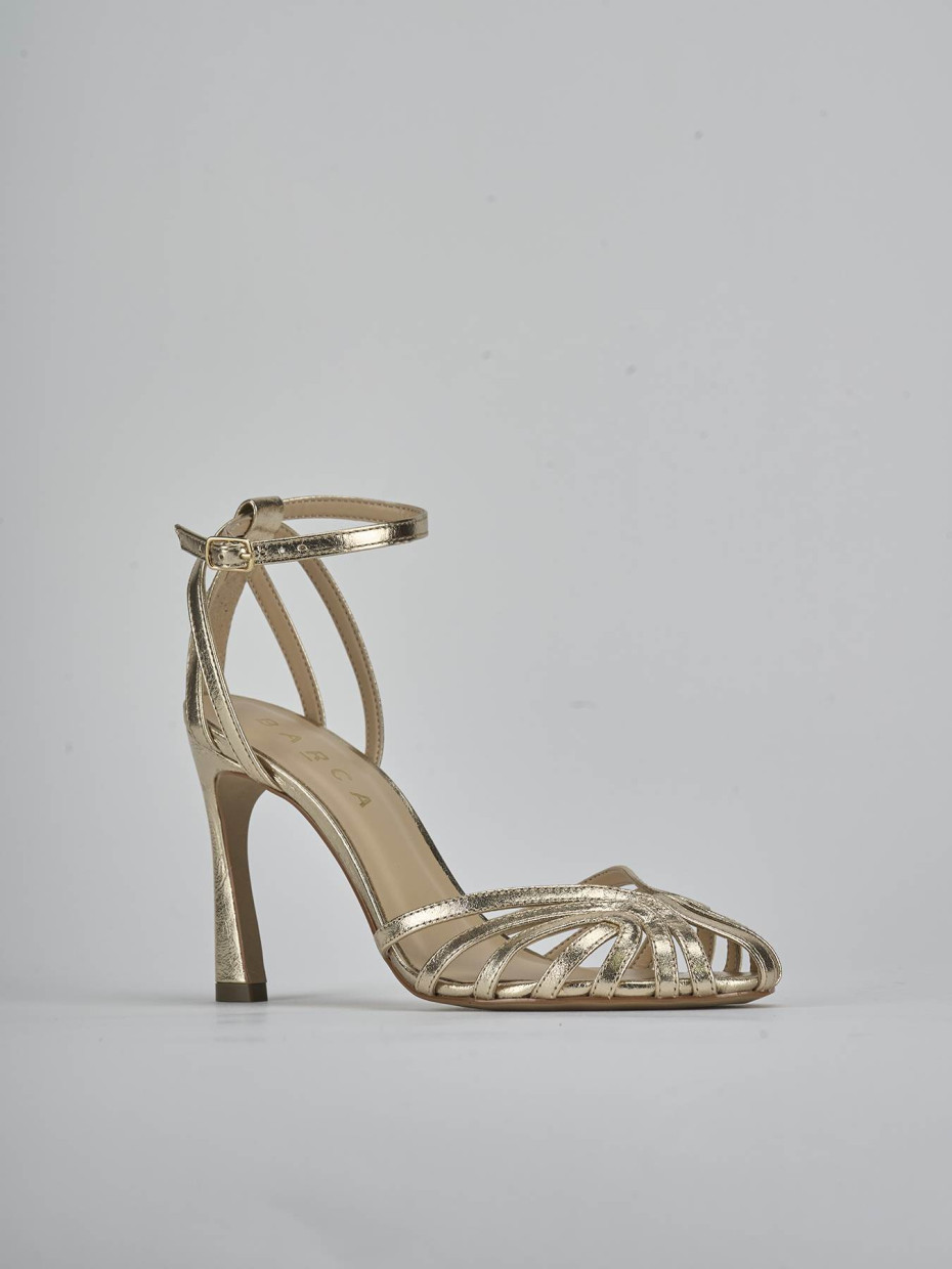 Sandali tacco 9cm laminato oro