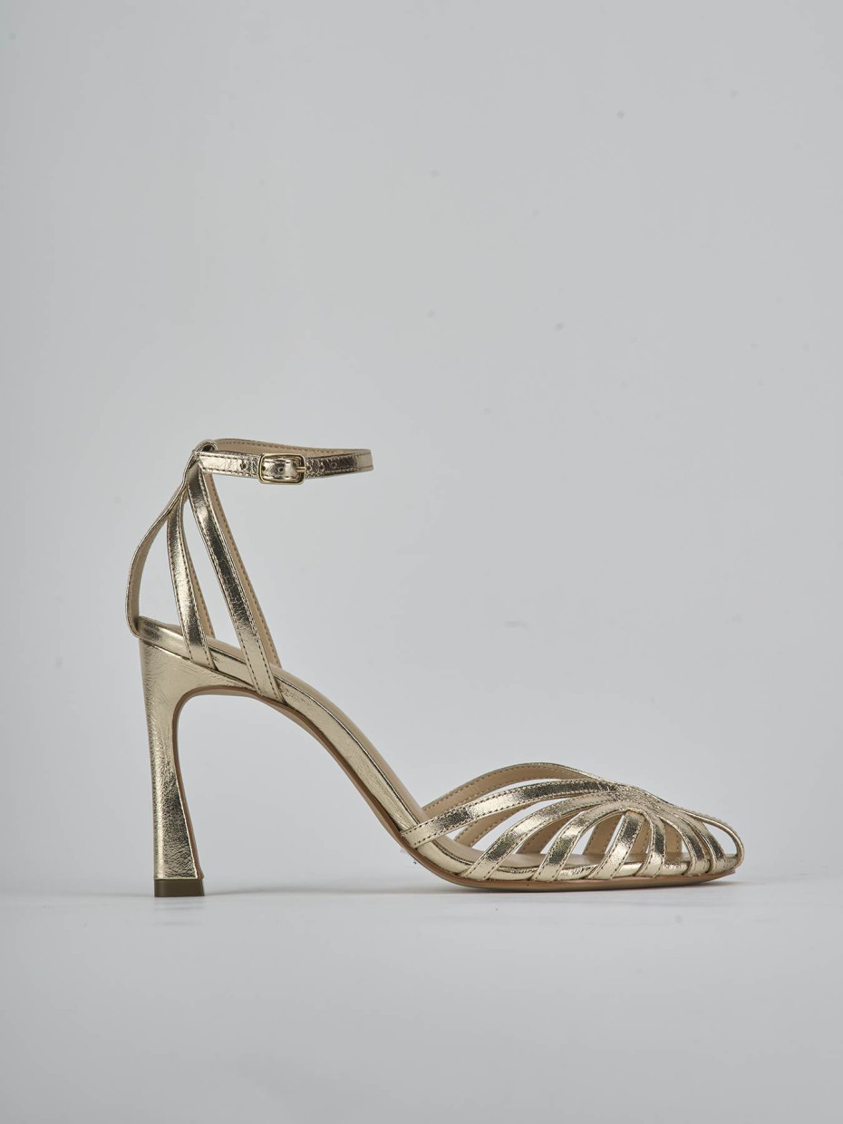 Sandali tacco 9cm laminato oro