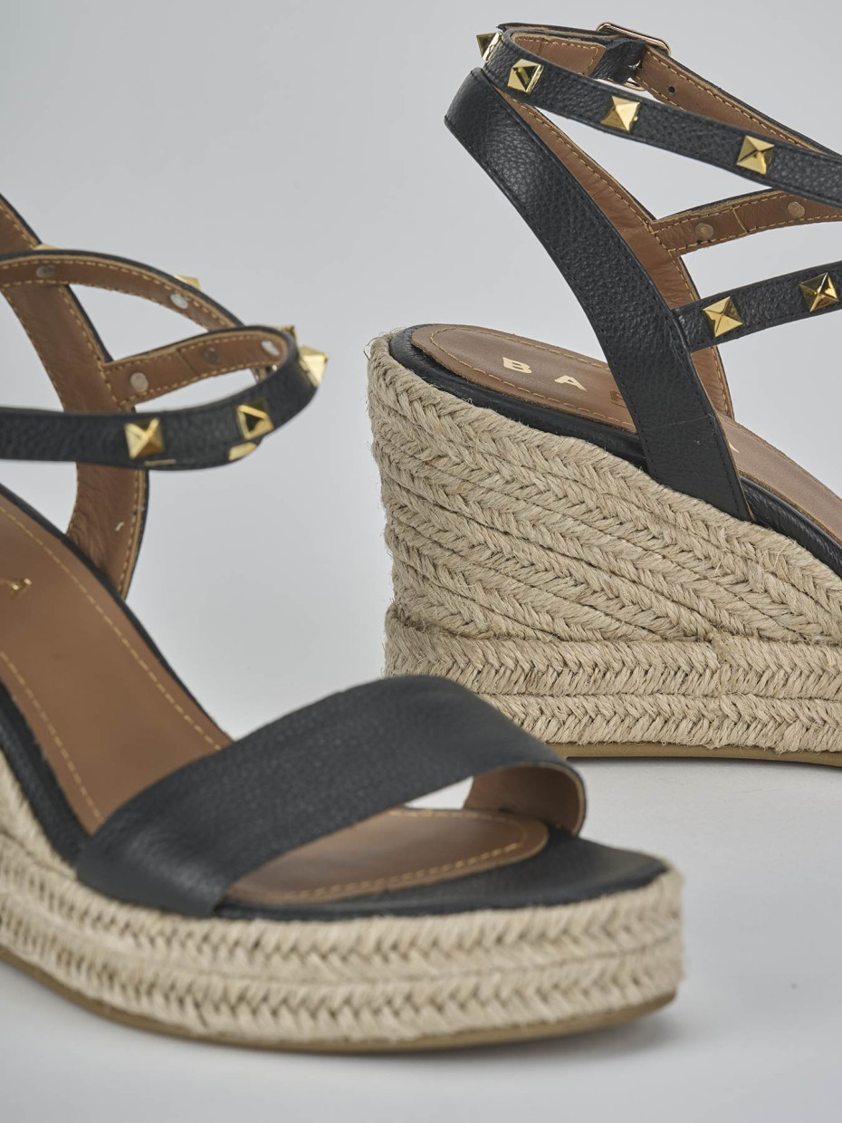 Sandali zeppa tacco 11cm pelle nero