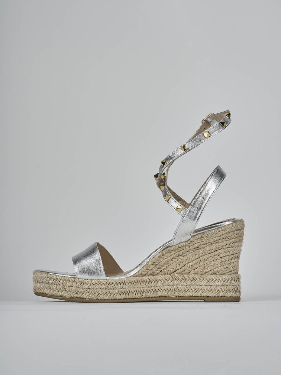 Sandali zeppa tacco 11cm laminato argento