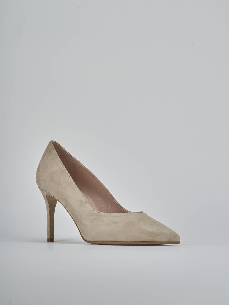 Décolleté e slingback tacco 7cm camoscio beige