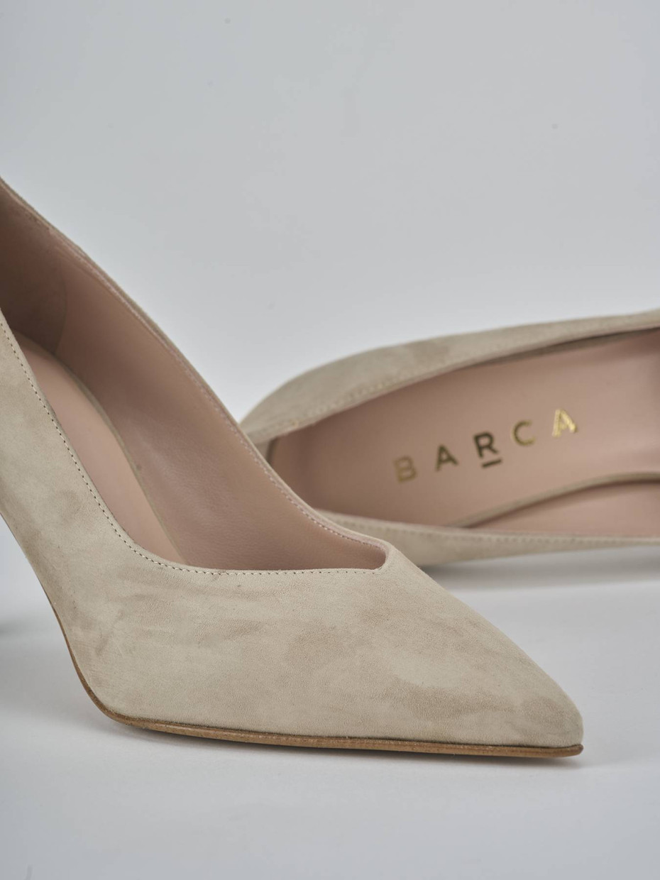Décolleté e slingback tacco 7cm camoscio beige
