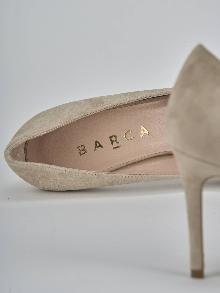 Décolleté e slingback tacco 7cm camoscio beige