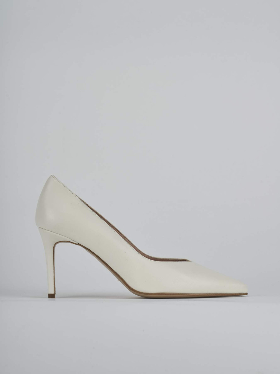 Décolleté e slingback tacco 7cm pelle bianco