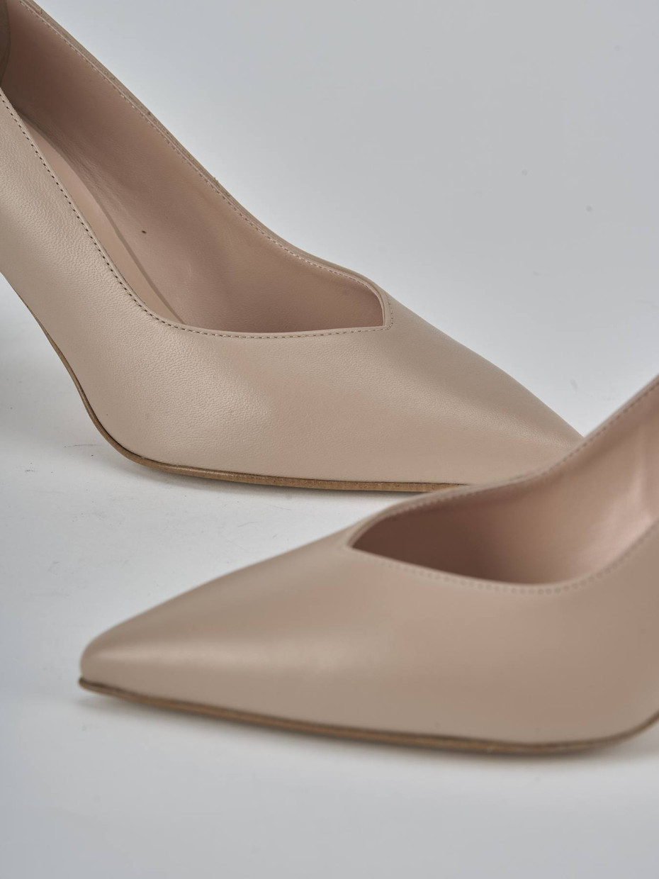 Décolleté e slingback tacco 7cm pelle rosa