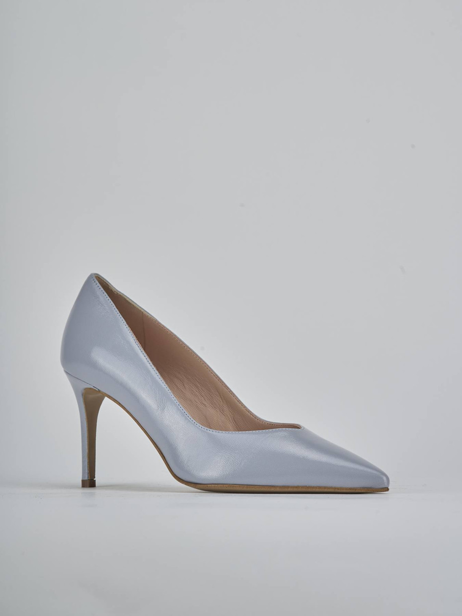 Décolleté e slingback tacco 7cm pelle azzurro