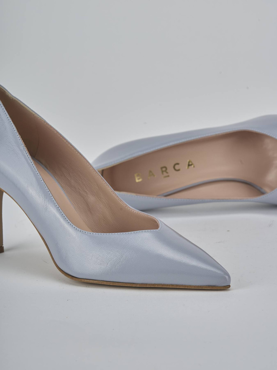 Décolleté e slingback tacco 7cm pelle azzurro