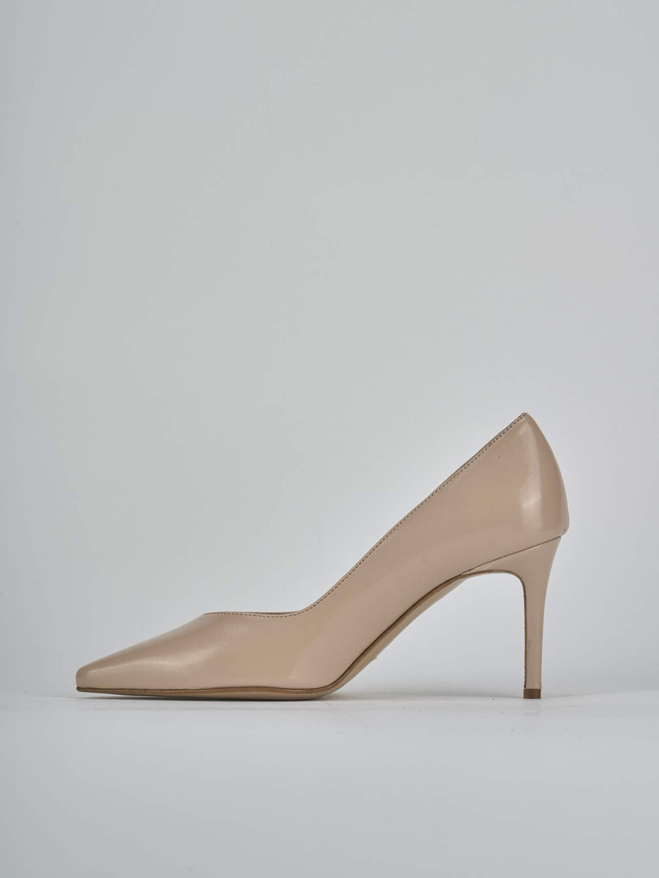 Décolleté e slingback tacco 7cm pelle marrone