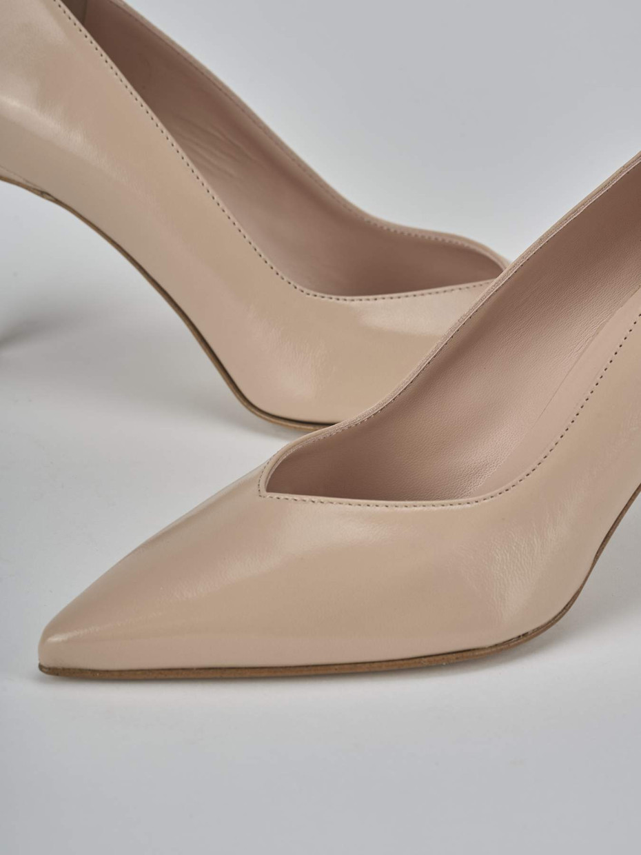 Décolleté e slingback tacco 7cm pelle marrone
