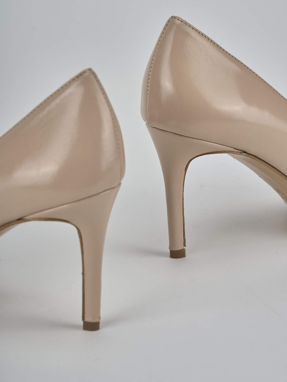 Décolleté e slingback tacco 7cm pelle marrone