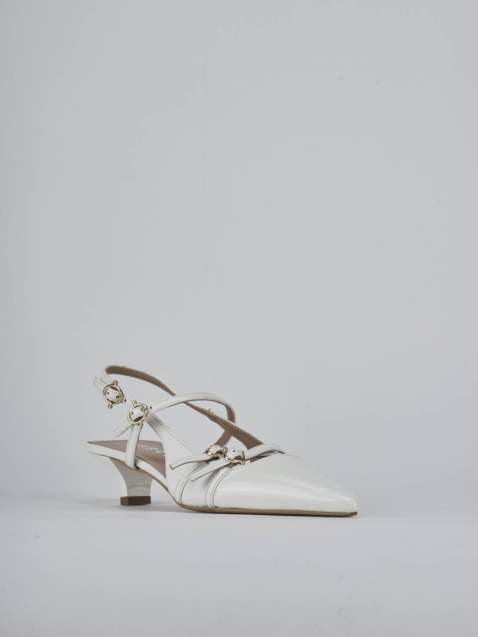 Décolleté e slingback tacco 3cm vernice bianco