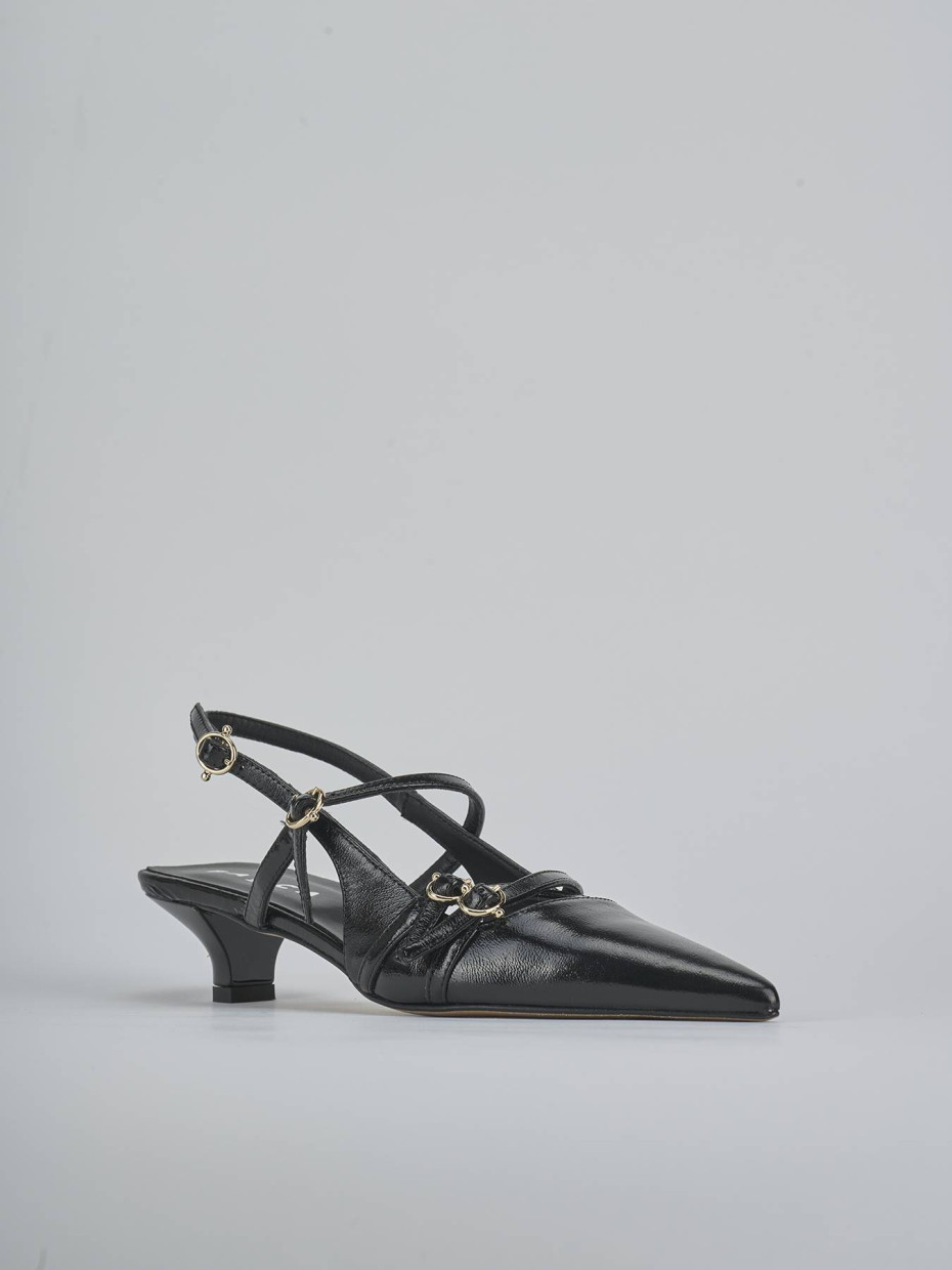 Décolleté e slingback tacco 3cm vernice nero