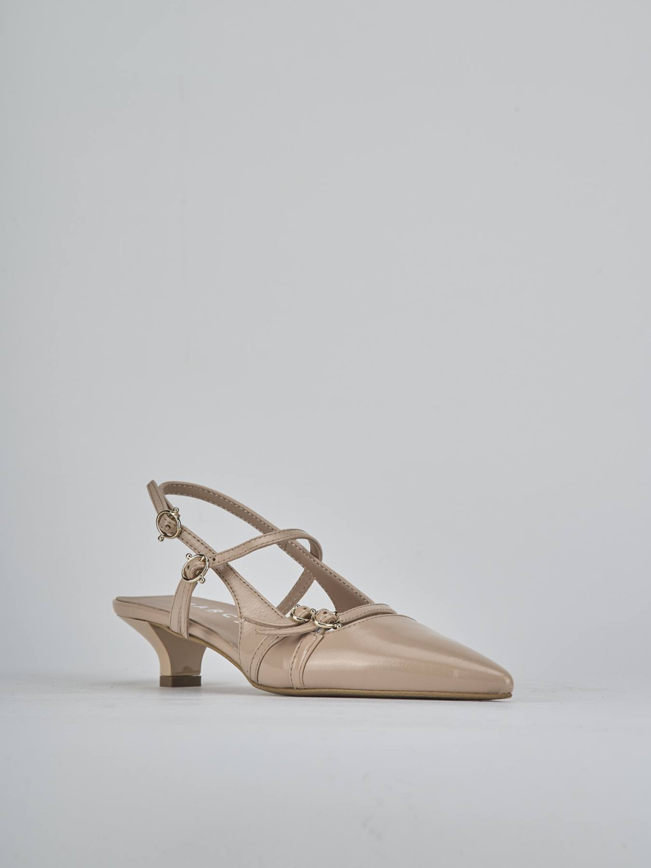 Décolleté e slingback tacco 3cm vernice beige