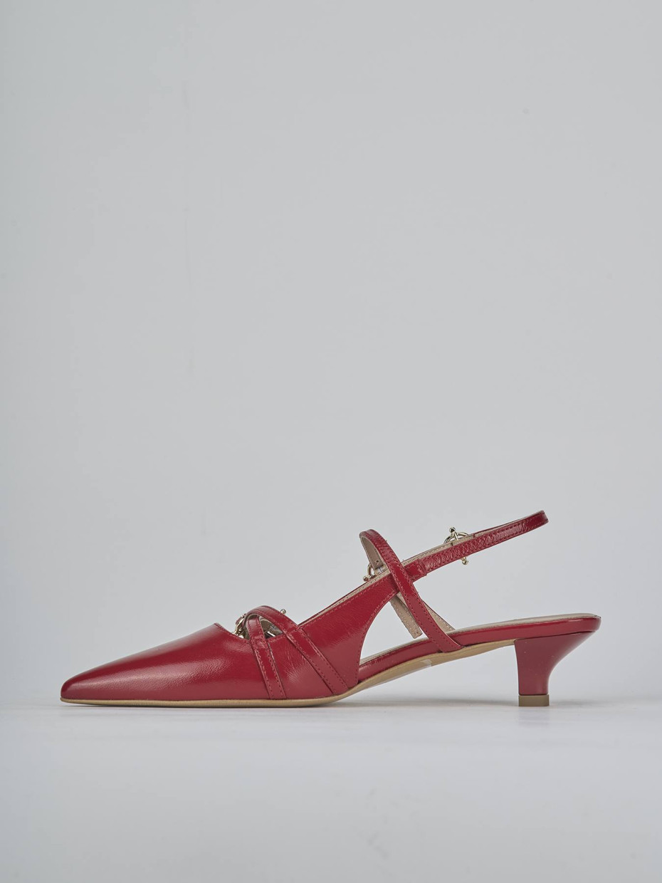 Décolleté e slingback tacco 3cm vernice rosso