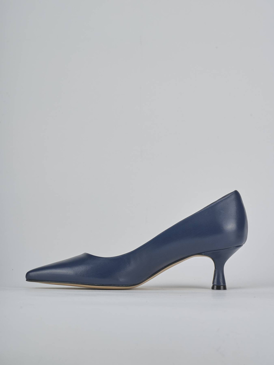 Décolleté e slingback tacco 5cm pelle blu