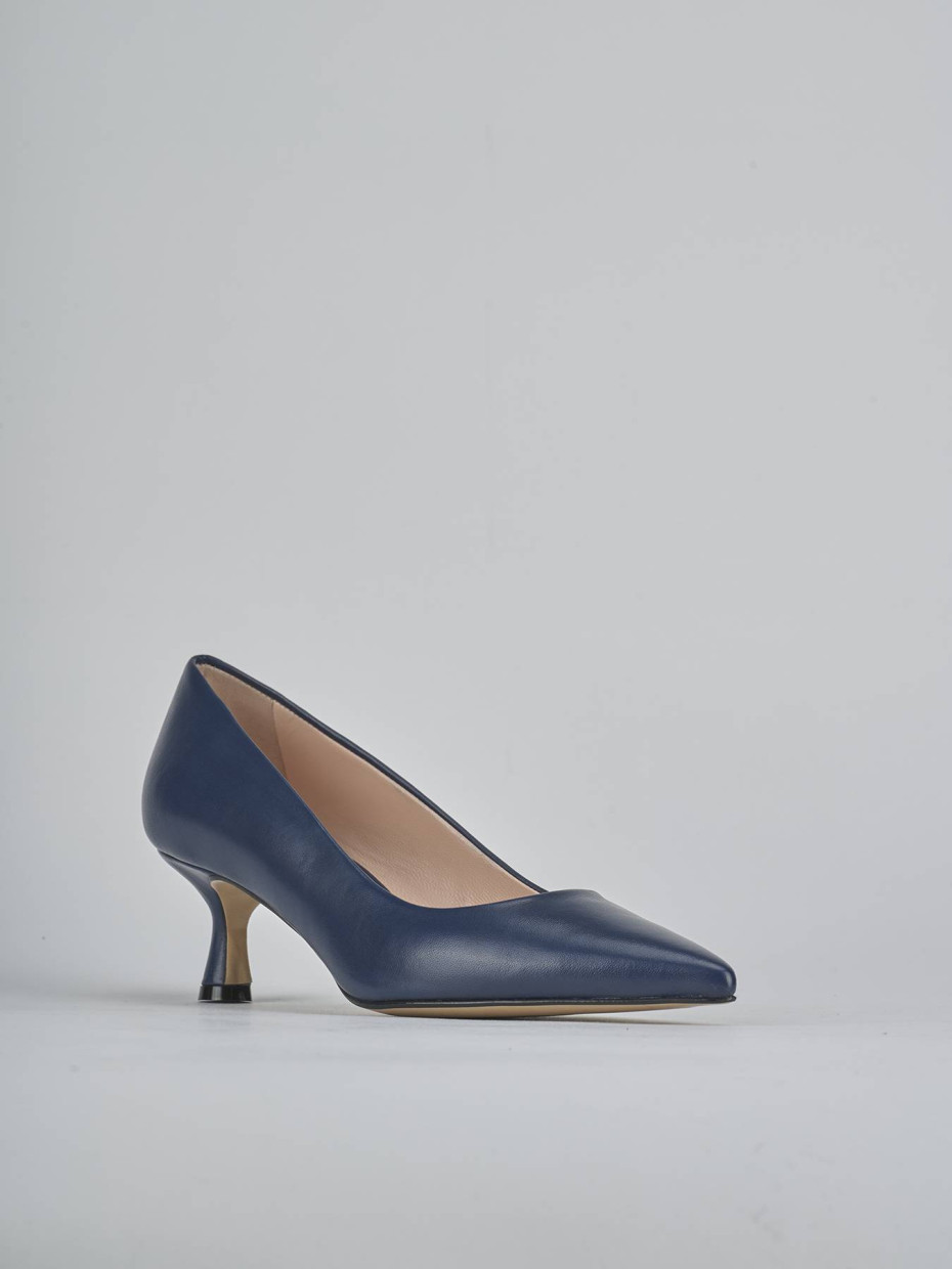 Décolleté e slingback tacco 5cm pelle blu