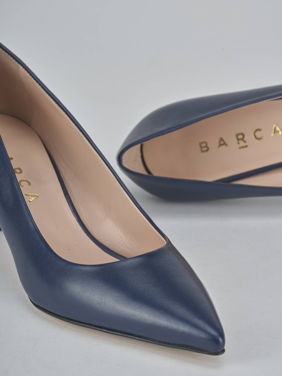 Décolleté e slingback tacco 5cm pelle blu
