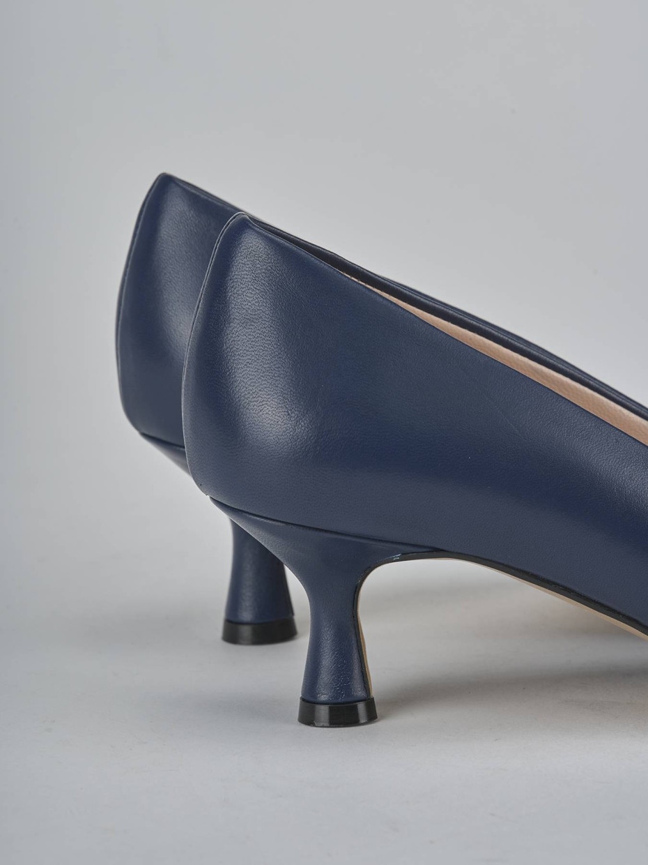 Décolleté e slingback tacco 5cm pelle blu