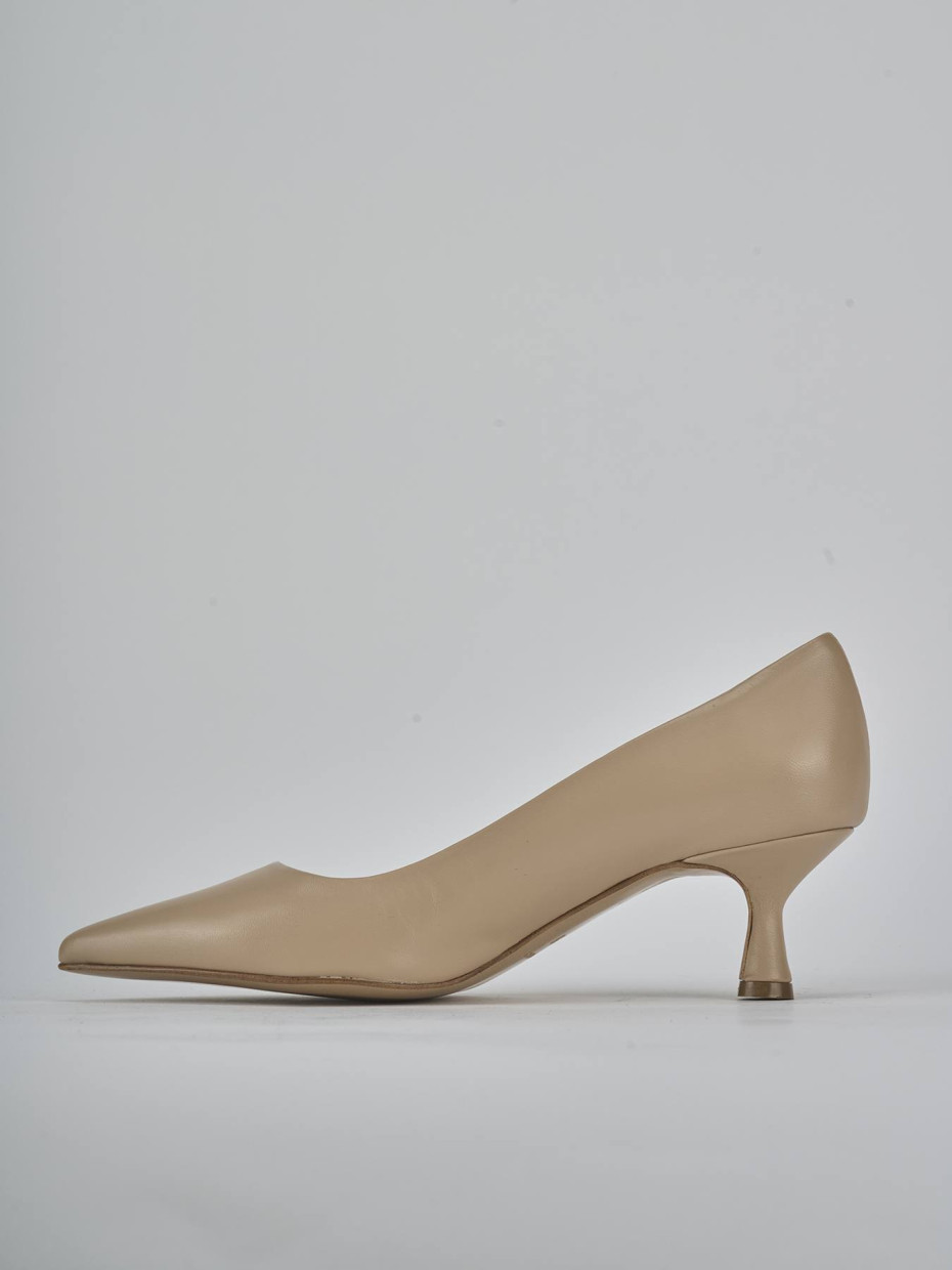 Décolleté e slingback tacco 5cm pelle marrone