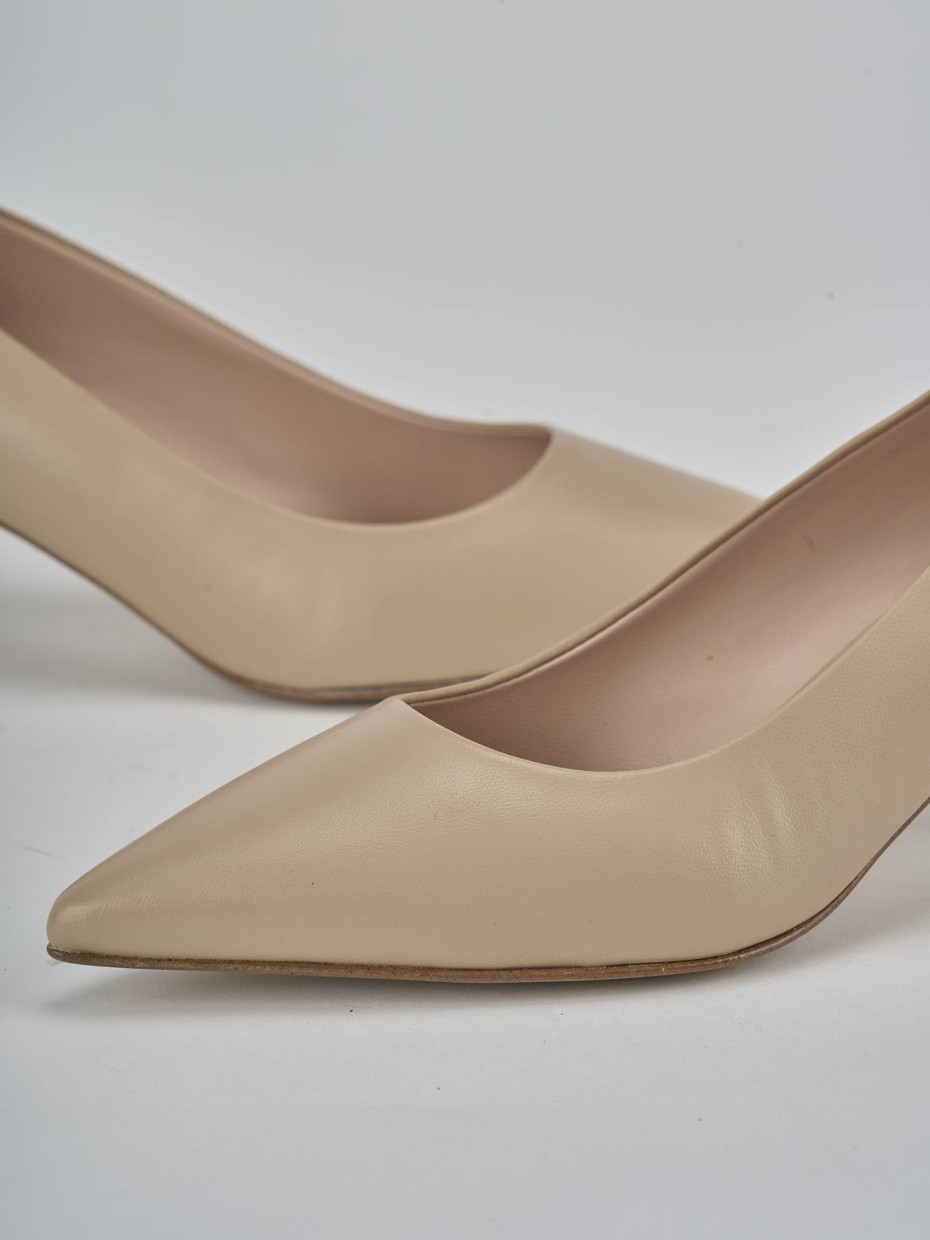 Décolleté e slingback tacco 5cm pelle marrone