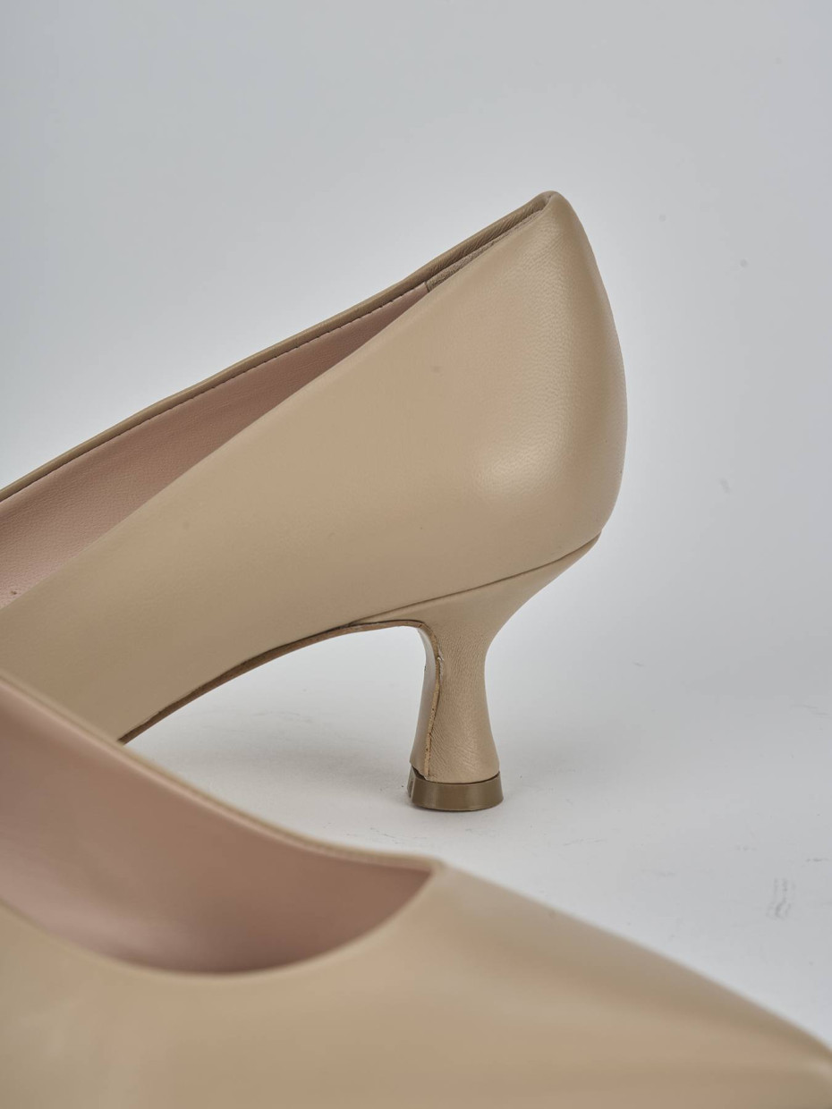 Décolleté e slingback tacco 5cm pelle marrone