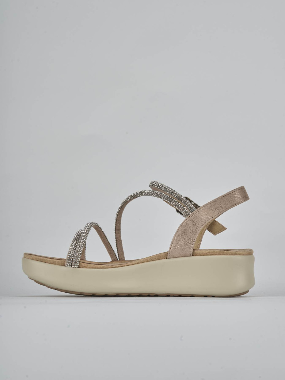 Sandali zeppa tacco 4cm pelle argento