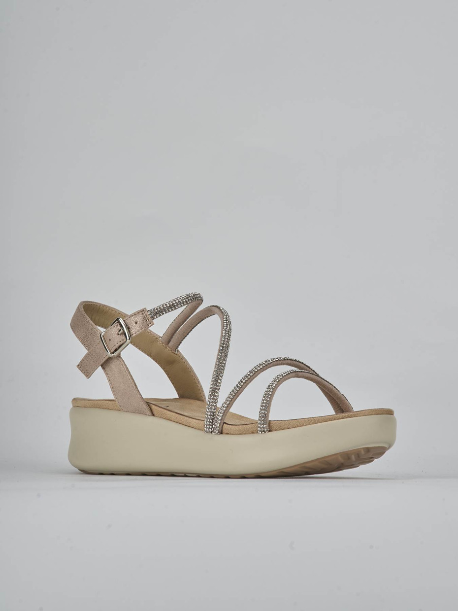 Sandali zeppa tacco 4cm pelle argento