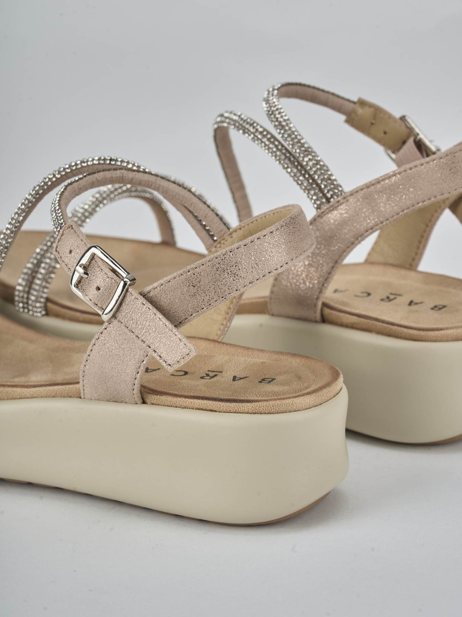 Sandali zeppa tacco 4cm pelle argento