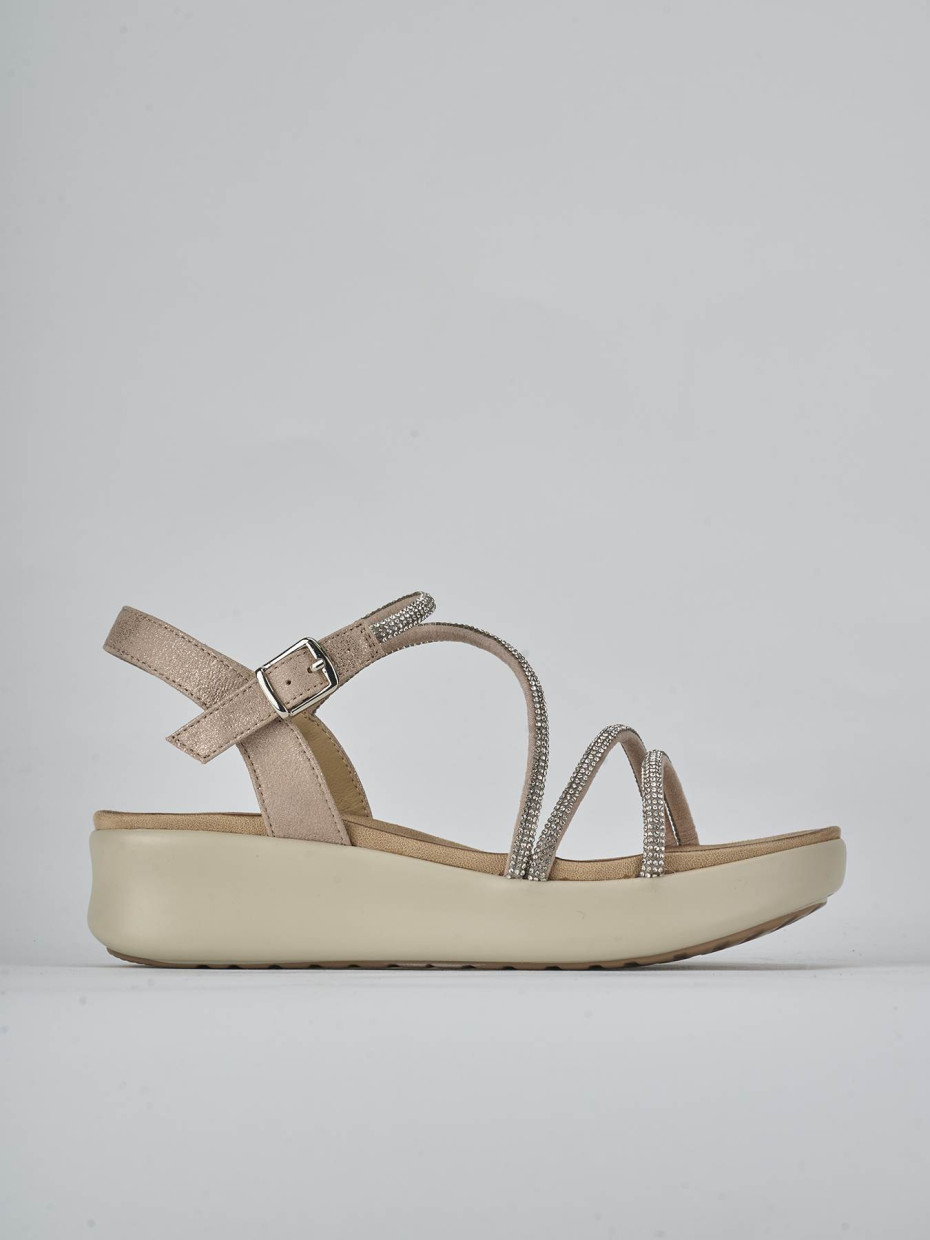 Sandali zeppa tacco 4cm pelle argento