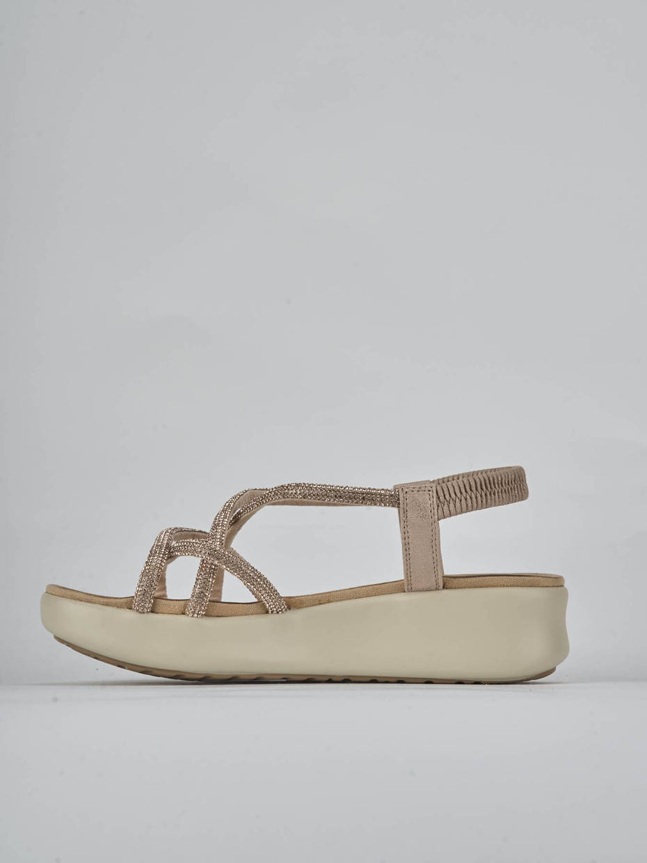 Sandali zeppa tacco 4cm pelle rosa