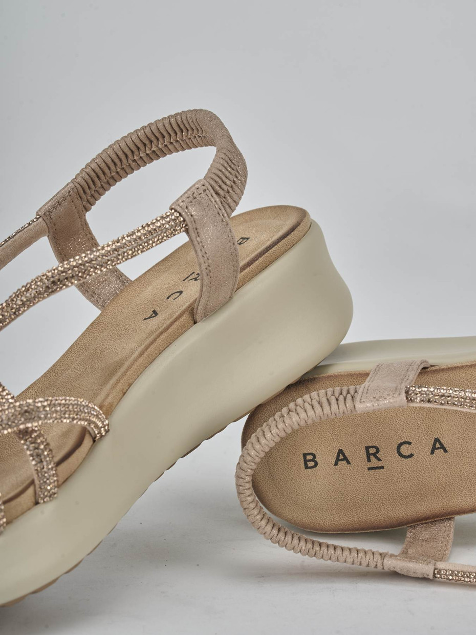 Sandali zeppa tacco 4cm pelle rosa