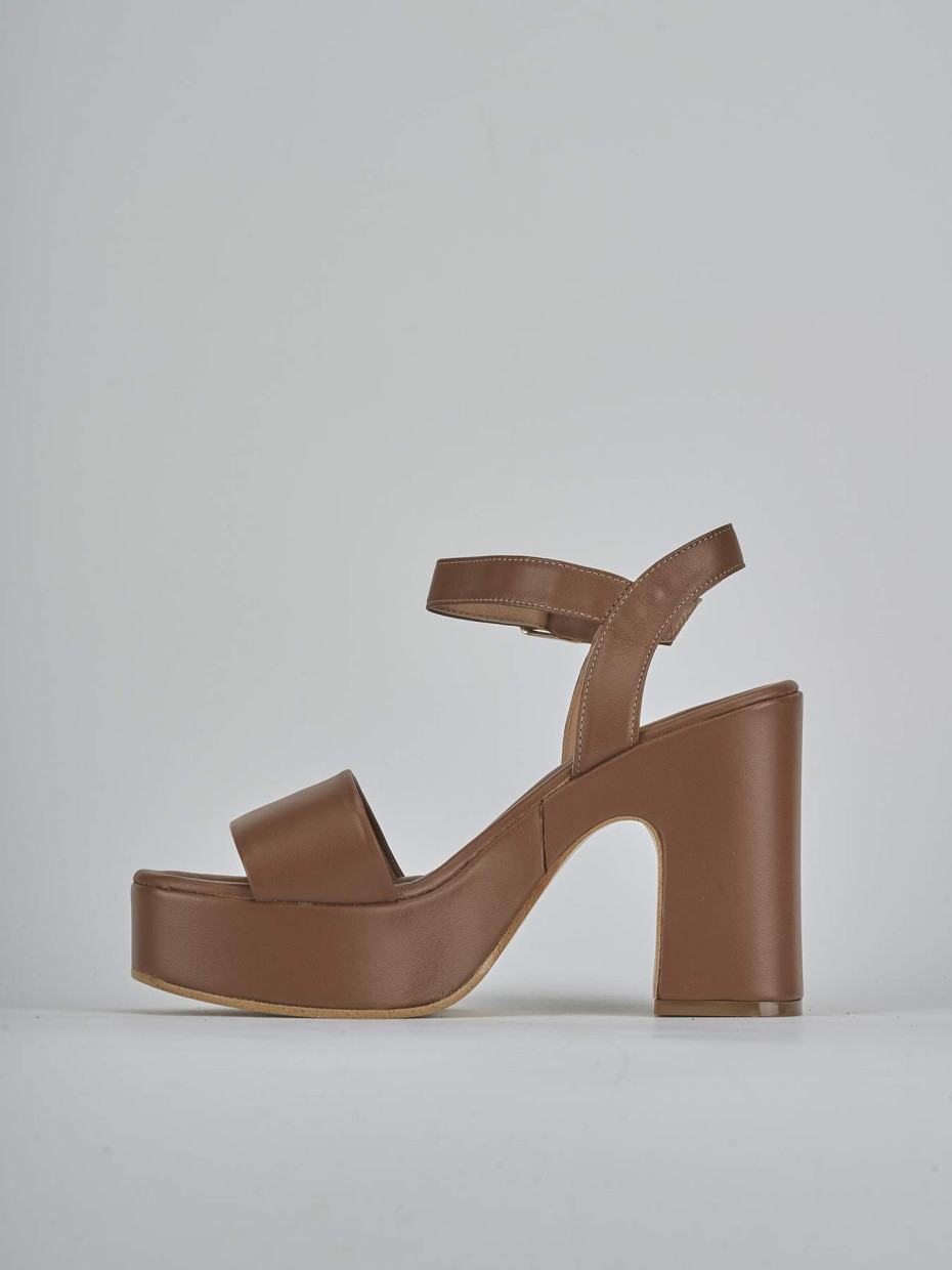 Sandali tacco 9cm pelle marrone